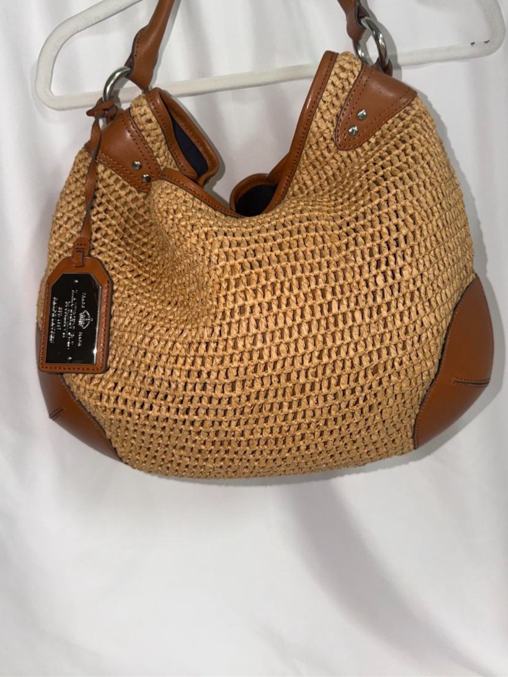 Polo by Ralph Lauren Tan Straw Hobo Shoulder Bag